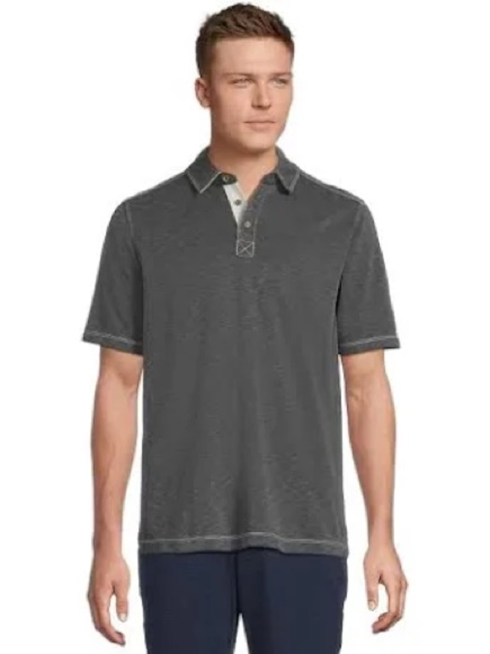 Johnston & Murphy Short-Sleeve Polo in Charcoal